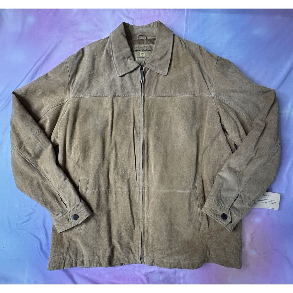 Boston Harbour Outdoor Wear Mens Soft Brown Side Leather Jacket Size XXL Barn
